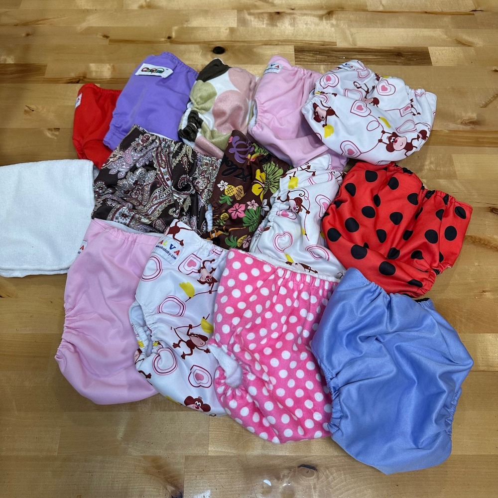 13 Alva Baby Cloth Diaper Bundles One Size Multicolor Reusable Snaps - Picture 2 of 4
